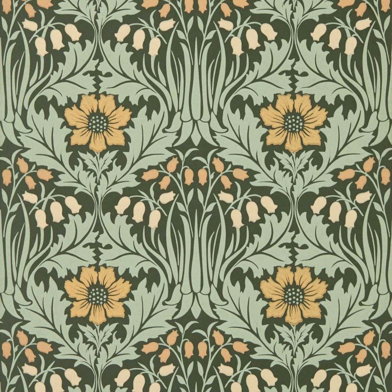 Woodbell & Anemone Wallpaper - Bayleaf/Manilla - Morris & Co - 217575