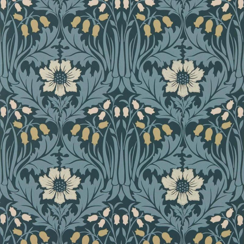 Woodbell & Anemone Wallpaper - Indigo - Morris & Co - 217574