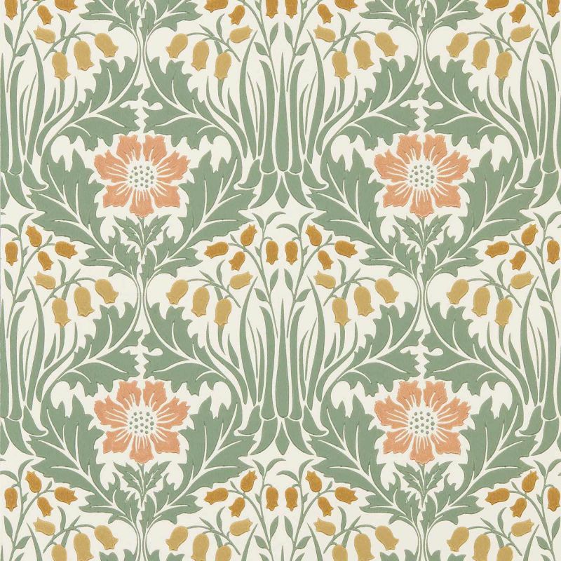 Woodbell & Anemone Wallpaper - Rose/Sage - Morris & Co - 217573