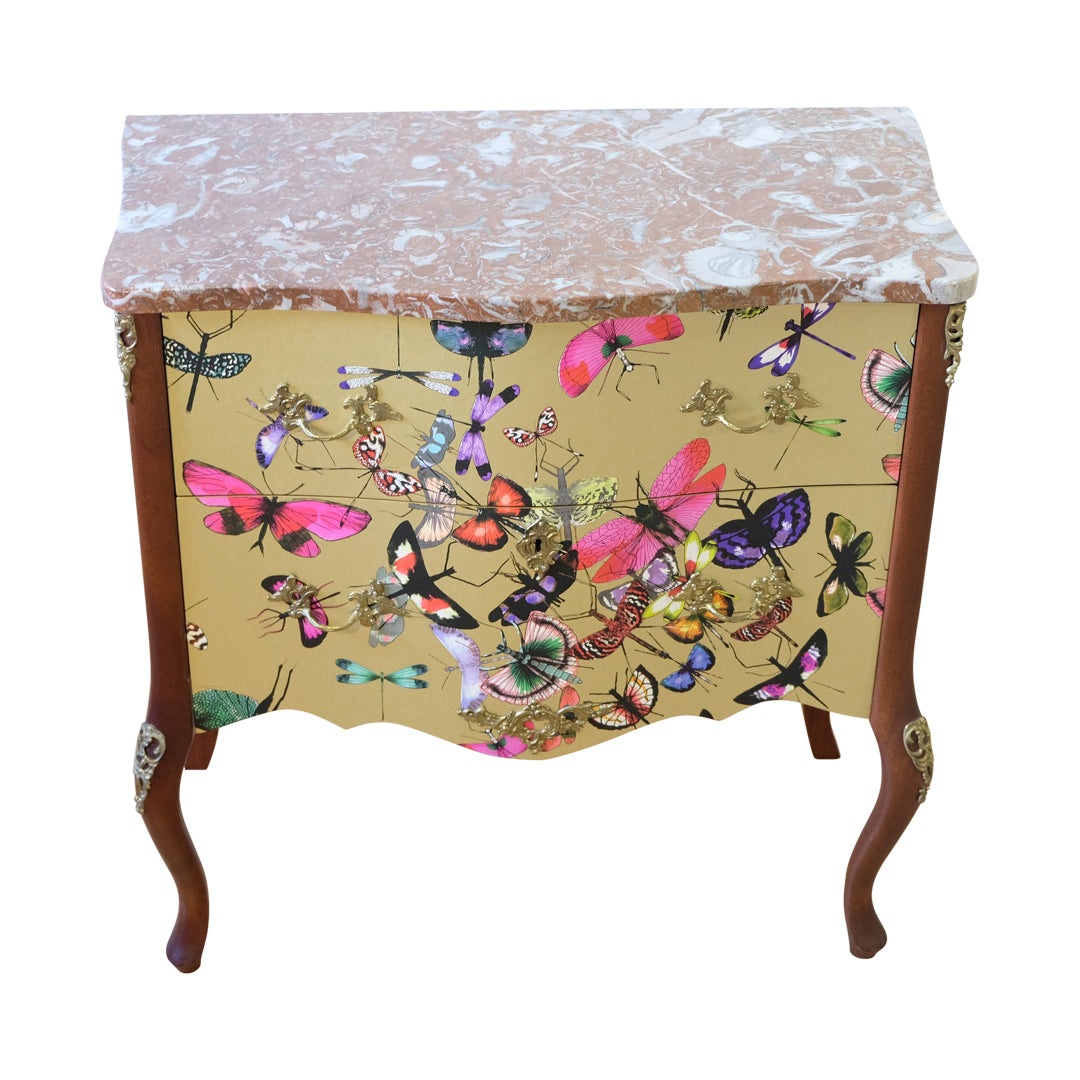 Classic Rococo  Style Chests with Gold Christian Lacroix Design and natural marble top