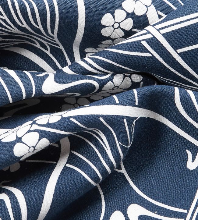 Ianthe Bloom Stencil in Chiltern Linen Room Fabric - Blue