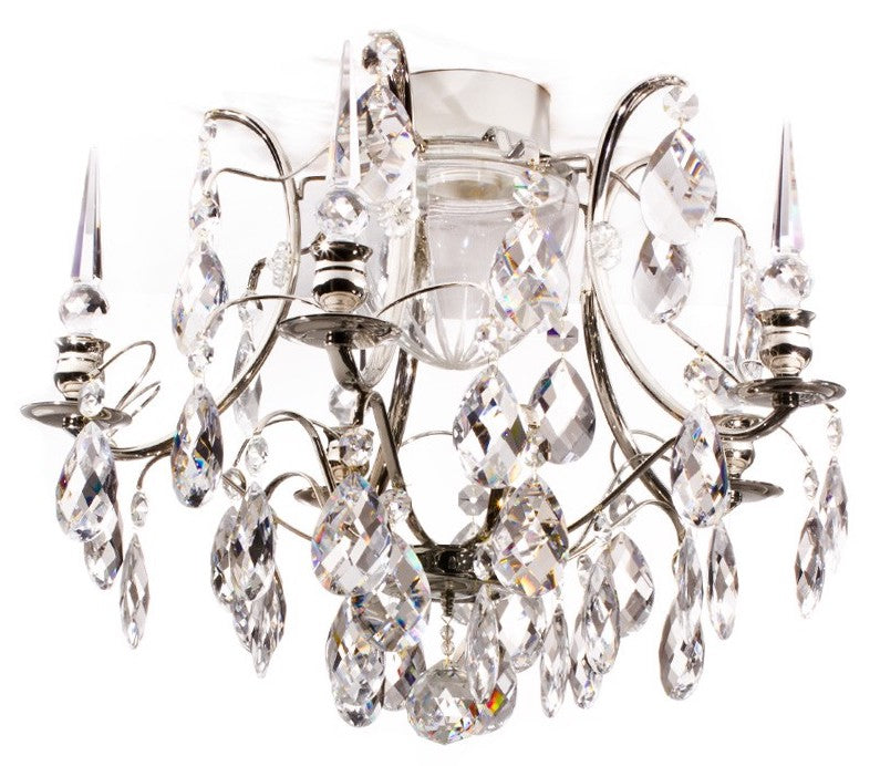 Chrome and crystal bathroom chandelier