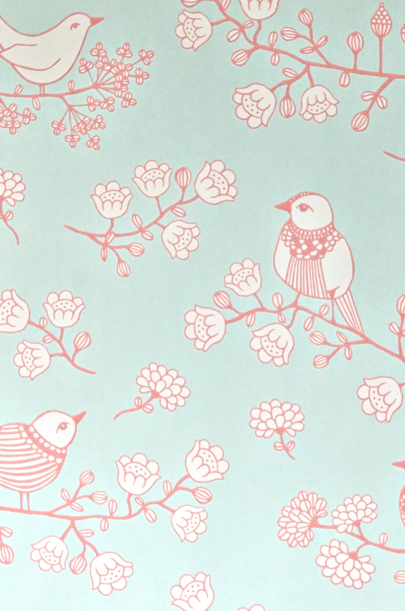 Sugar Tree Turquoise Wallpaper - Majvillan
