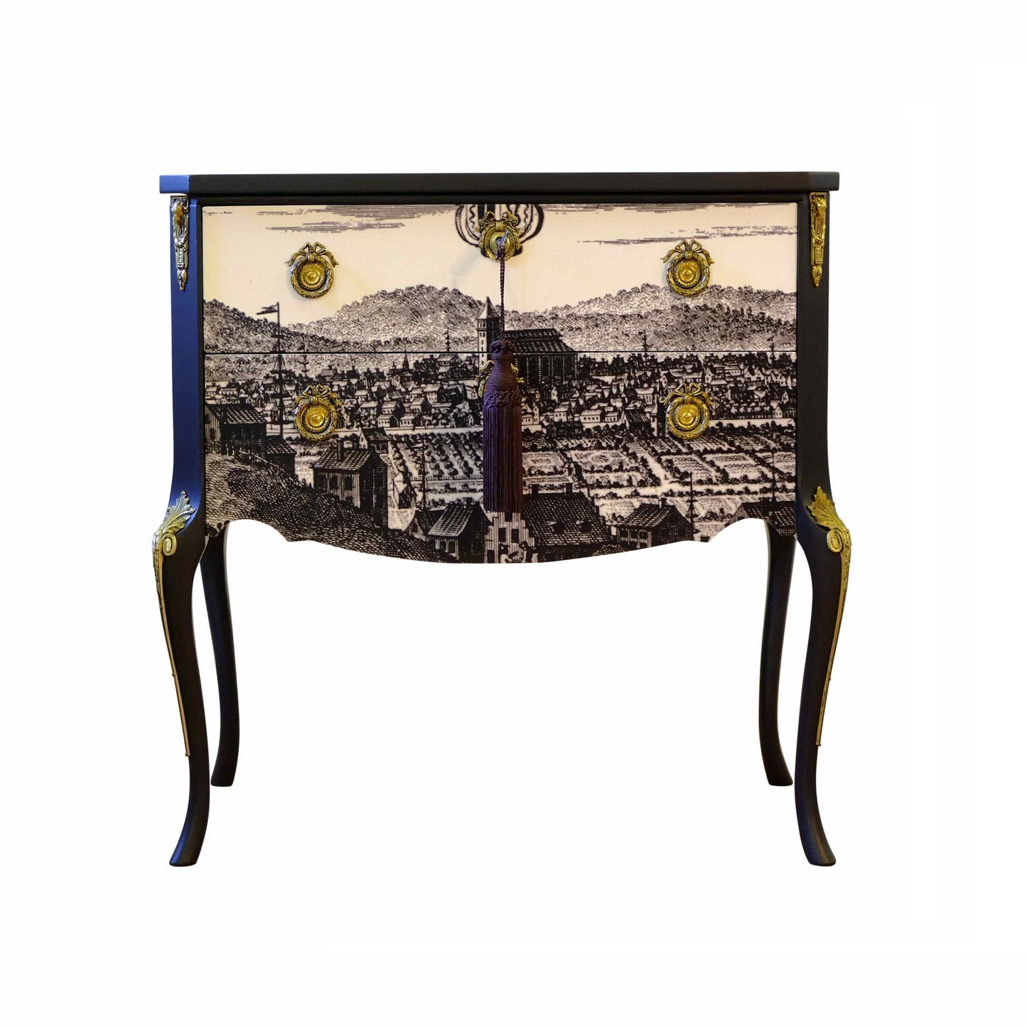 (652-1) Classic Rococo Style Chests with 17th Century Print