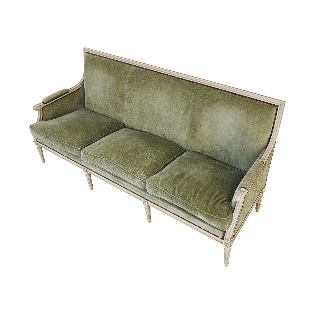 Gustavian 3 Seater Sofa with Soft Green Velvet