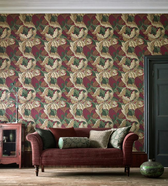 Acanthus Room Wallpaper - Red