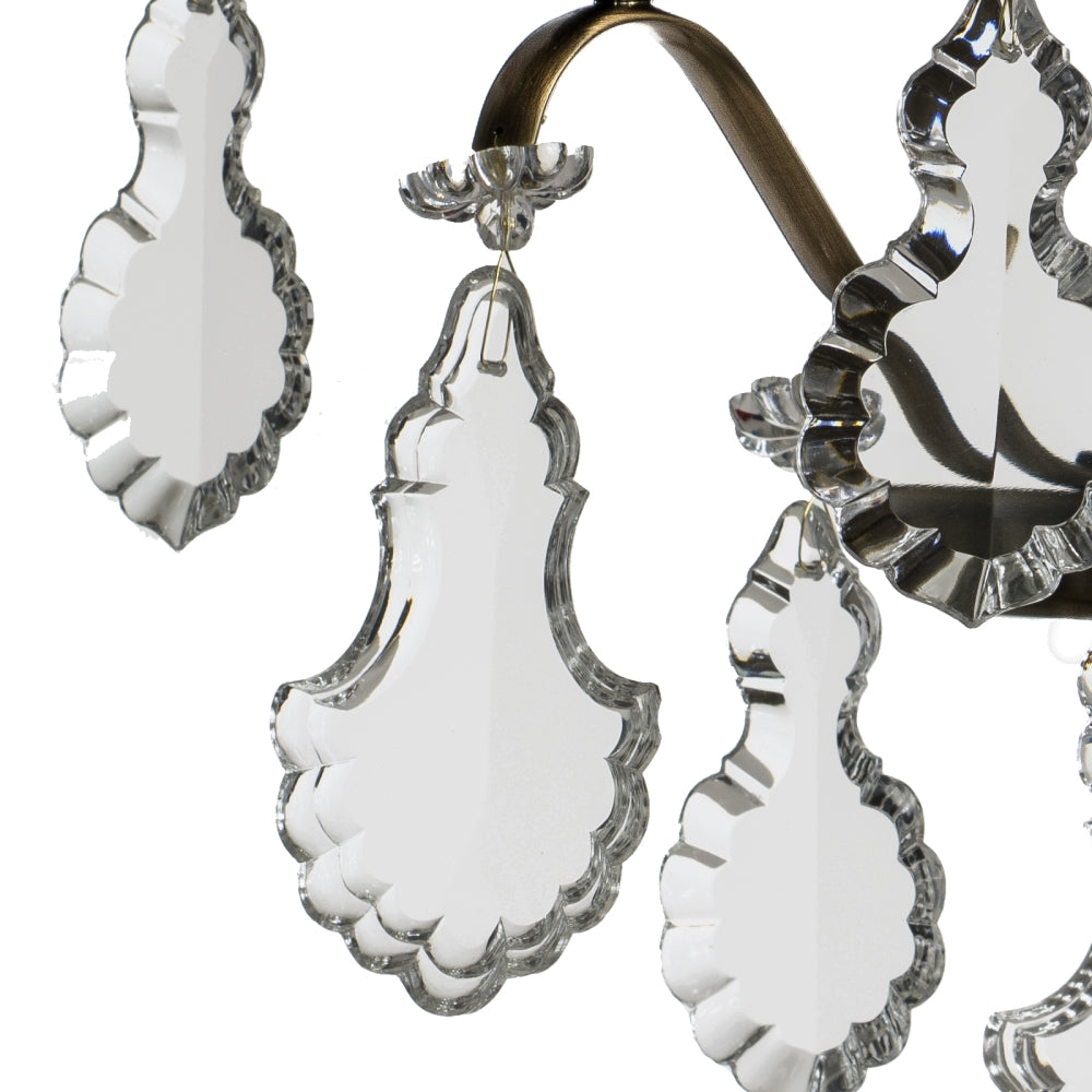 Dark Brass Wall Sconce with pendeloque crystals: pendeloque crystal