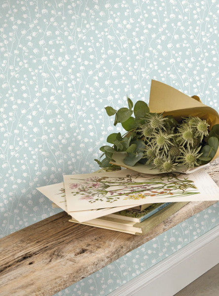 Lily Of The Valley Room Wallpaper - Blue