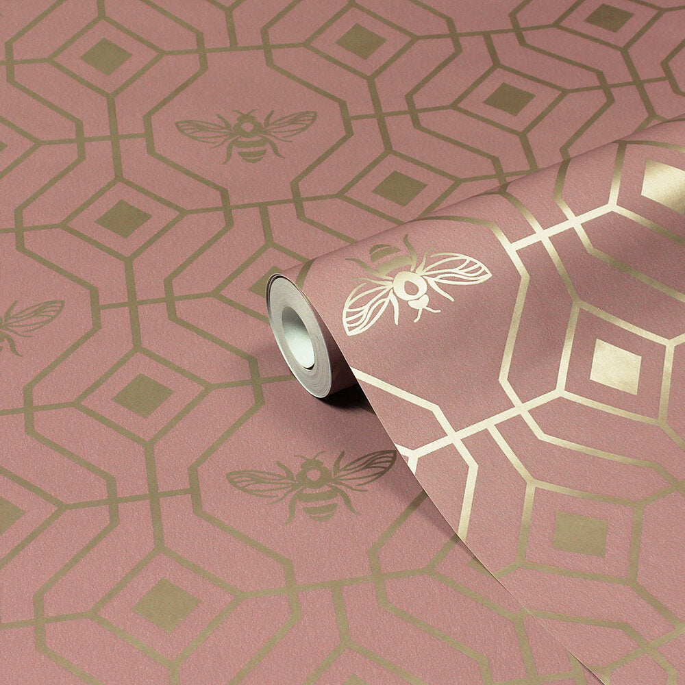Bee Deco Wallpaper - Pink