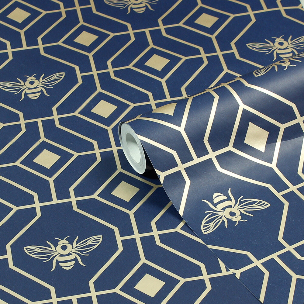 Bee Deco Wallpaper - Blue