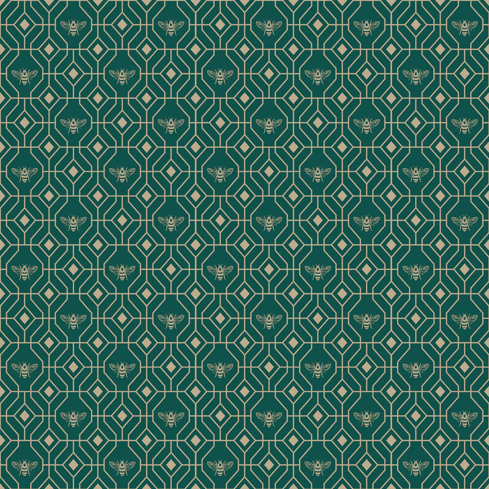Bee Deco Wallpaper - Green