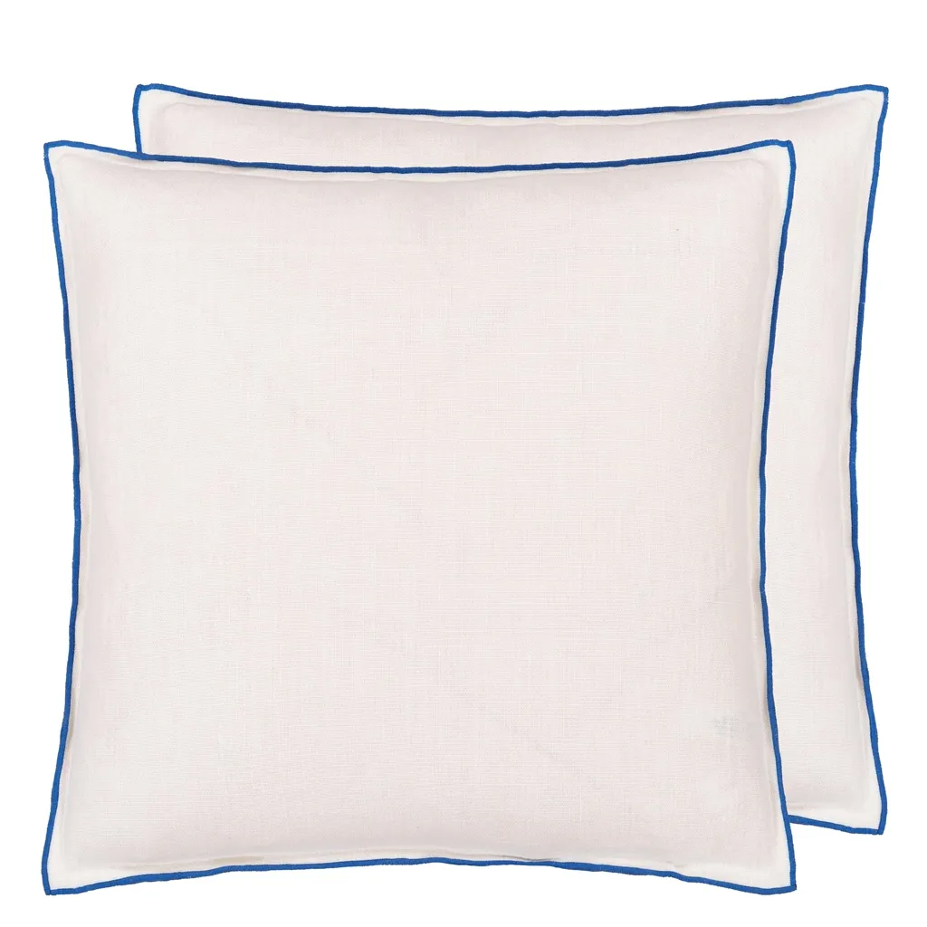 Brera Lino Alabaster & Cobalt Linen Cushion - Designers Guild