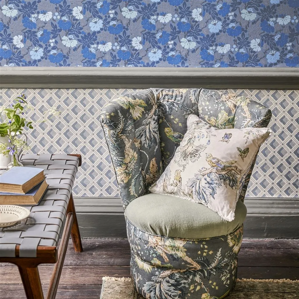 Suffolk Garden Delft Cushion - Designers Guild