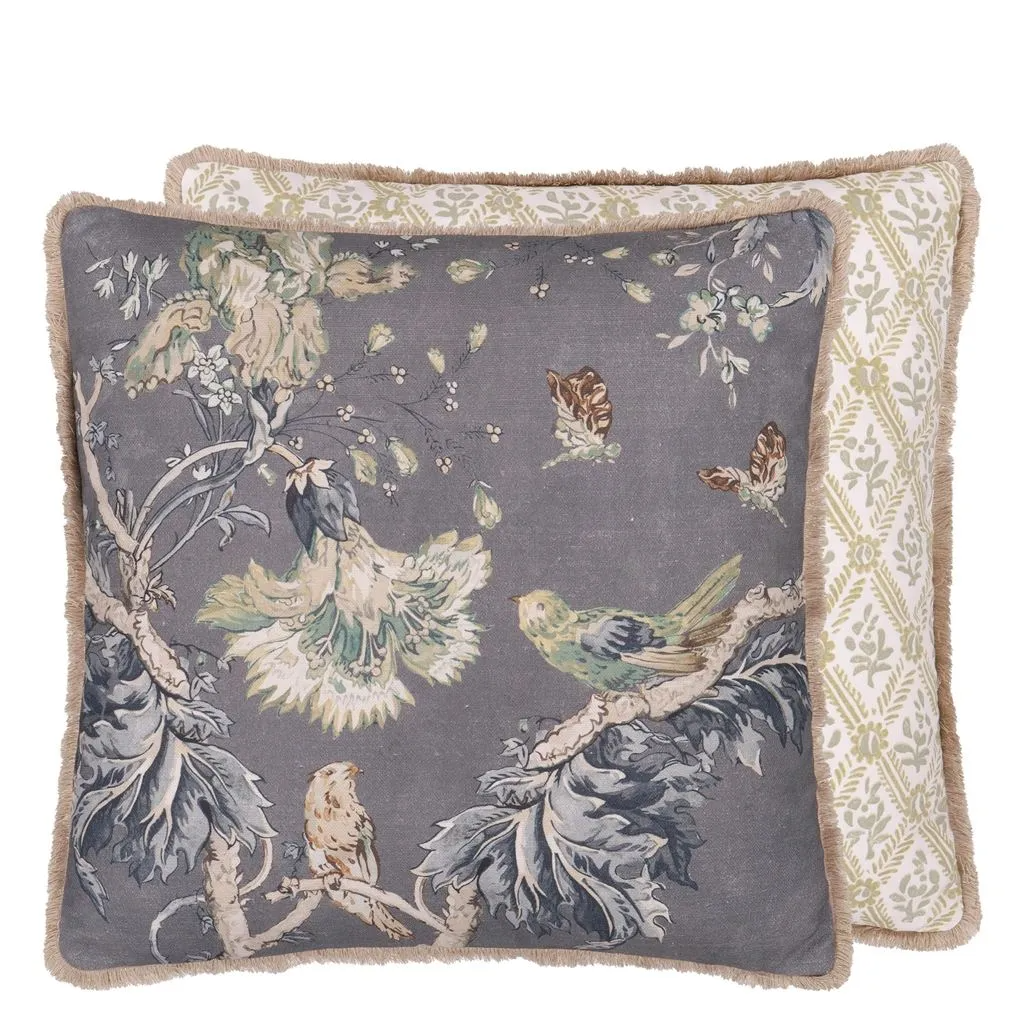Suffolk Garden Slate Blue Cushion - Designers Guild