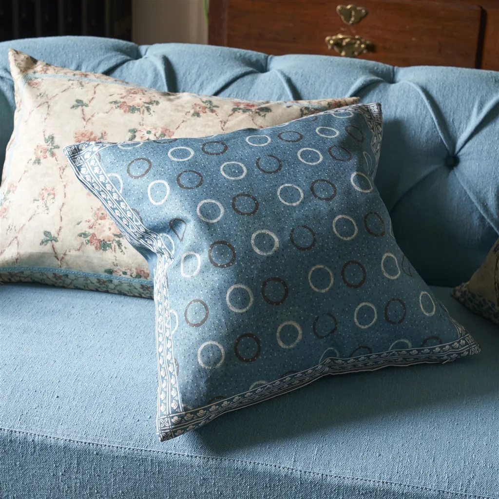 Indigo Circles Indigo Cushion - Designers Guild