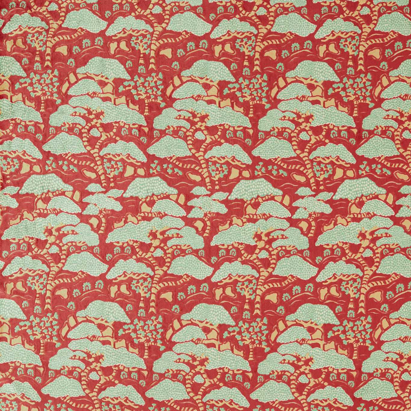 Bonsai & Gingko Fabric - Red