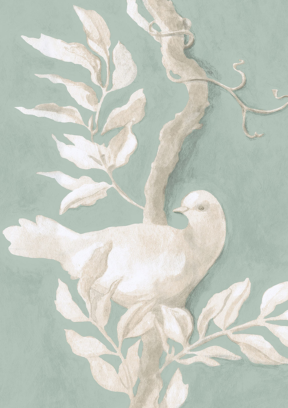 Doves Wallpaper - Green - Lewis & Wood