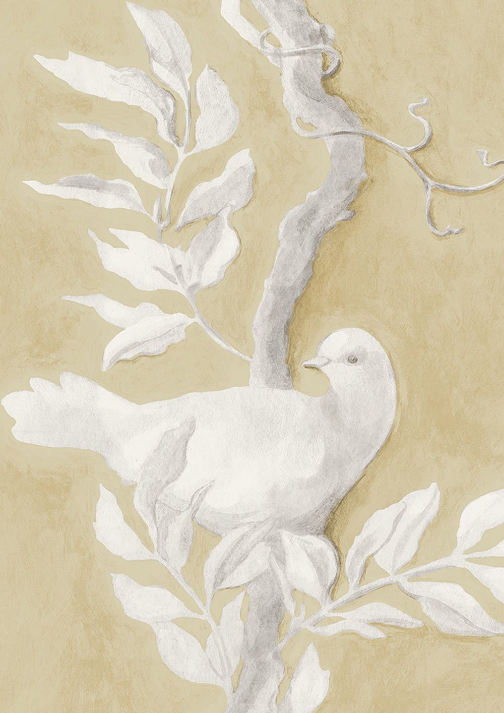 Doves Wallpaper - Yellow - Lewis & Wood