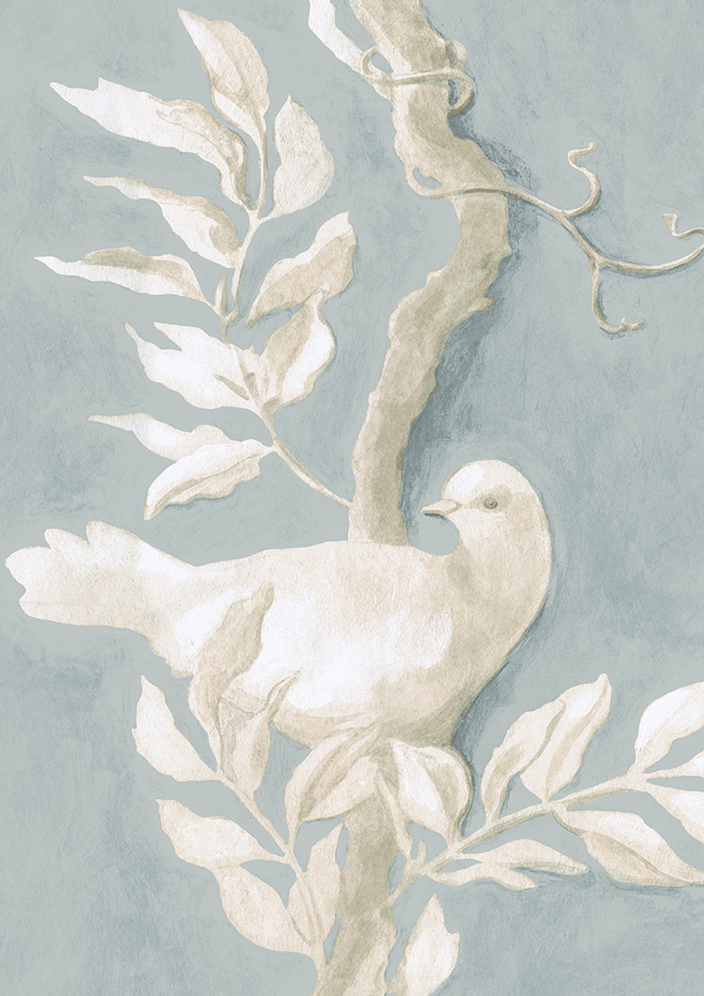 Doves Wallpaper - Silver - Lewis & Wood