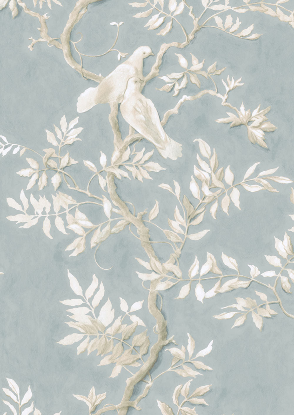 Doves Wallpaper - Silver - Lewis & Wood