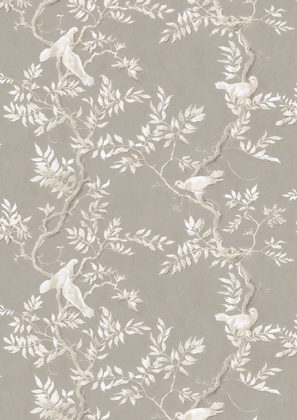Doves Wallpaper - Gray - Lewis & Wood