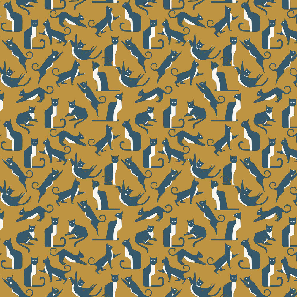 Geo Cat Wallpaper - Gold