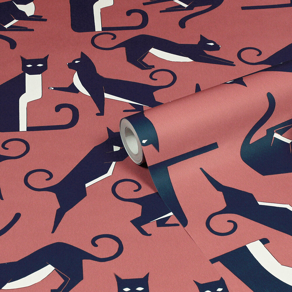 Geo Cat Wallpaper - Pink