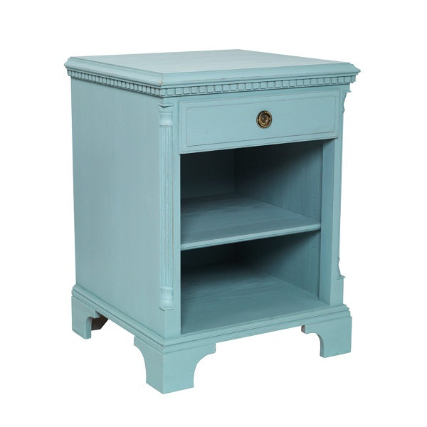 Gustavian bedside cabinet with shelf - painted finish - side detail