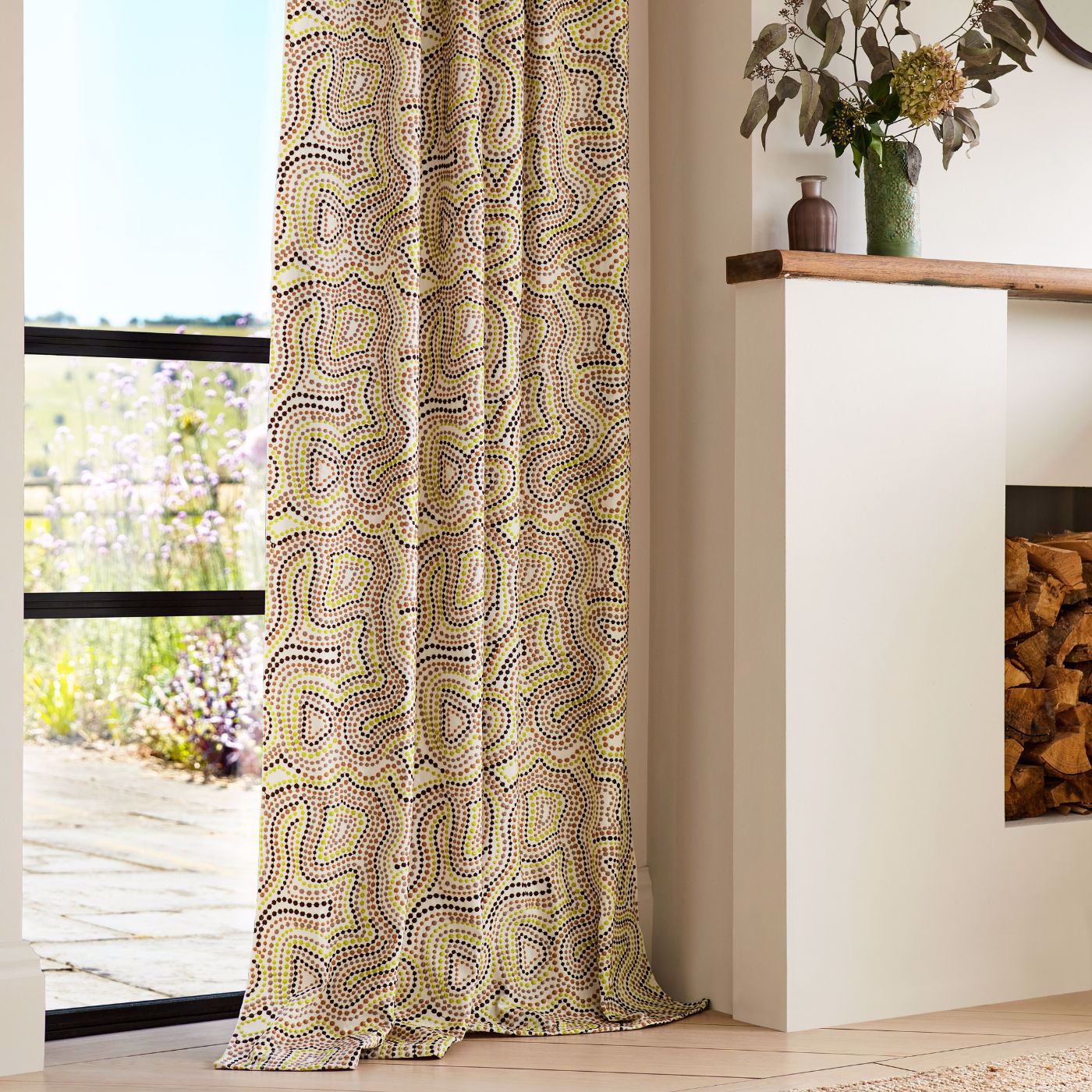Sunstone Room Fabric - Positano/Chocolate/Pistachio
