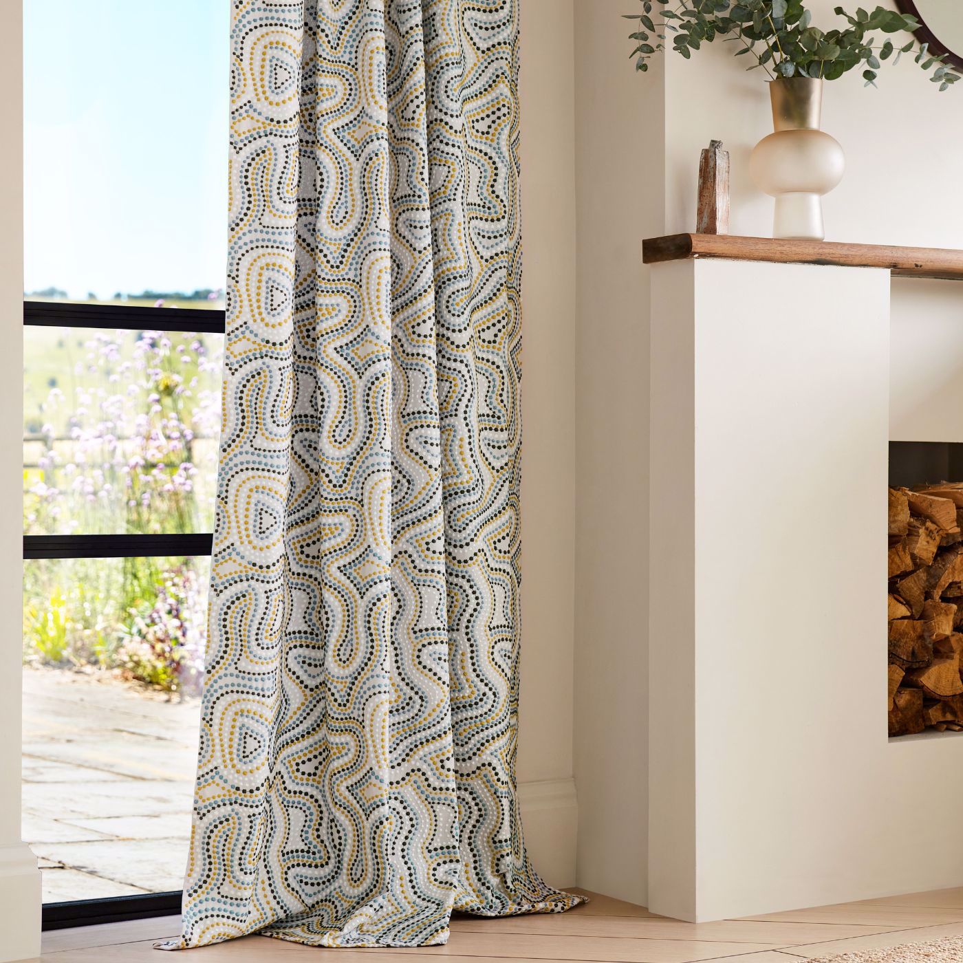 Sunstone Room Fabric - Celestial/Fig Leaf/Nectar