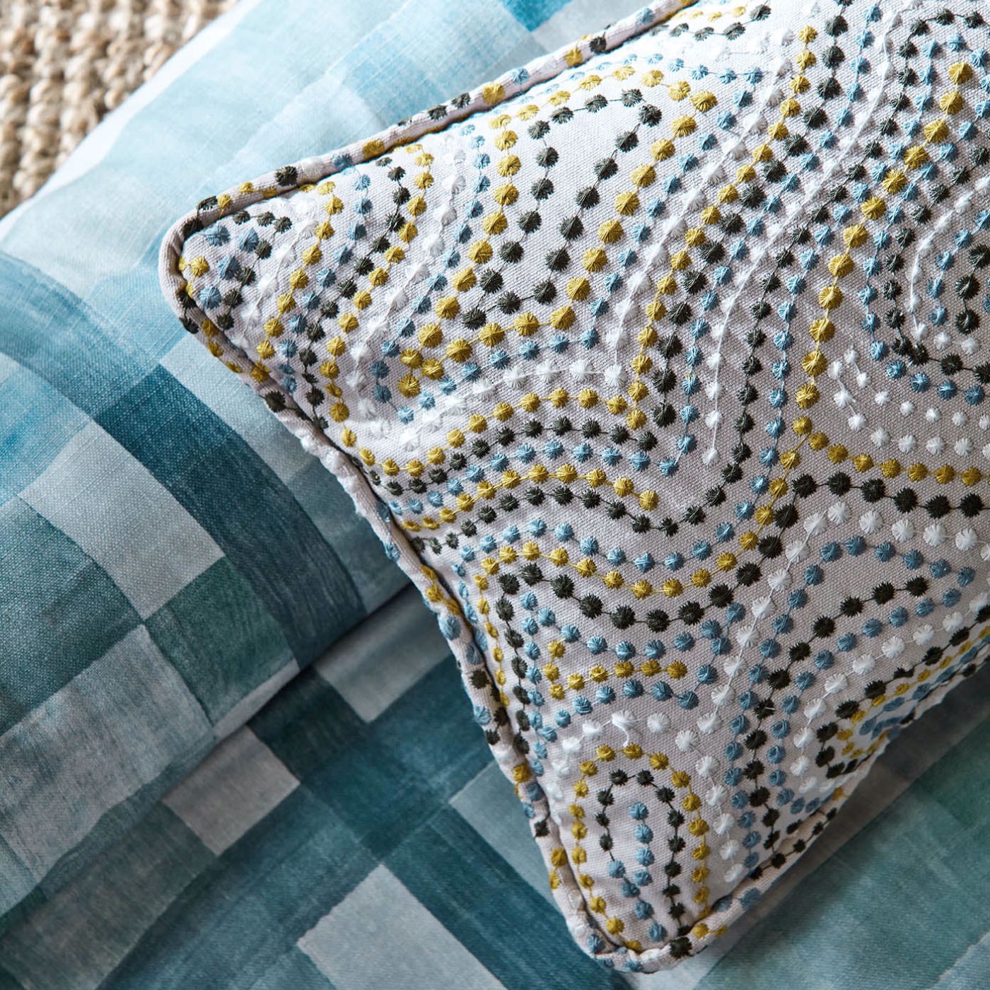 Sunstone Room Fabric - Celestial/Fig Leaf/Nectar