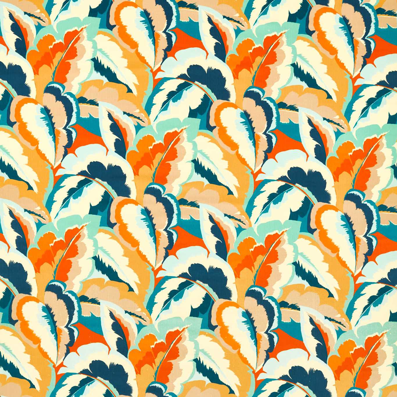 Calathea Room Fabric - Amber Light/Brazilian Rosewood/Pomegranate/Shiitake
