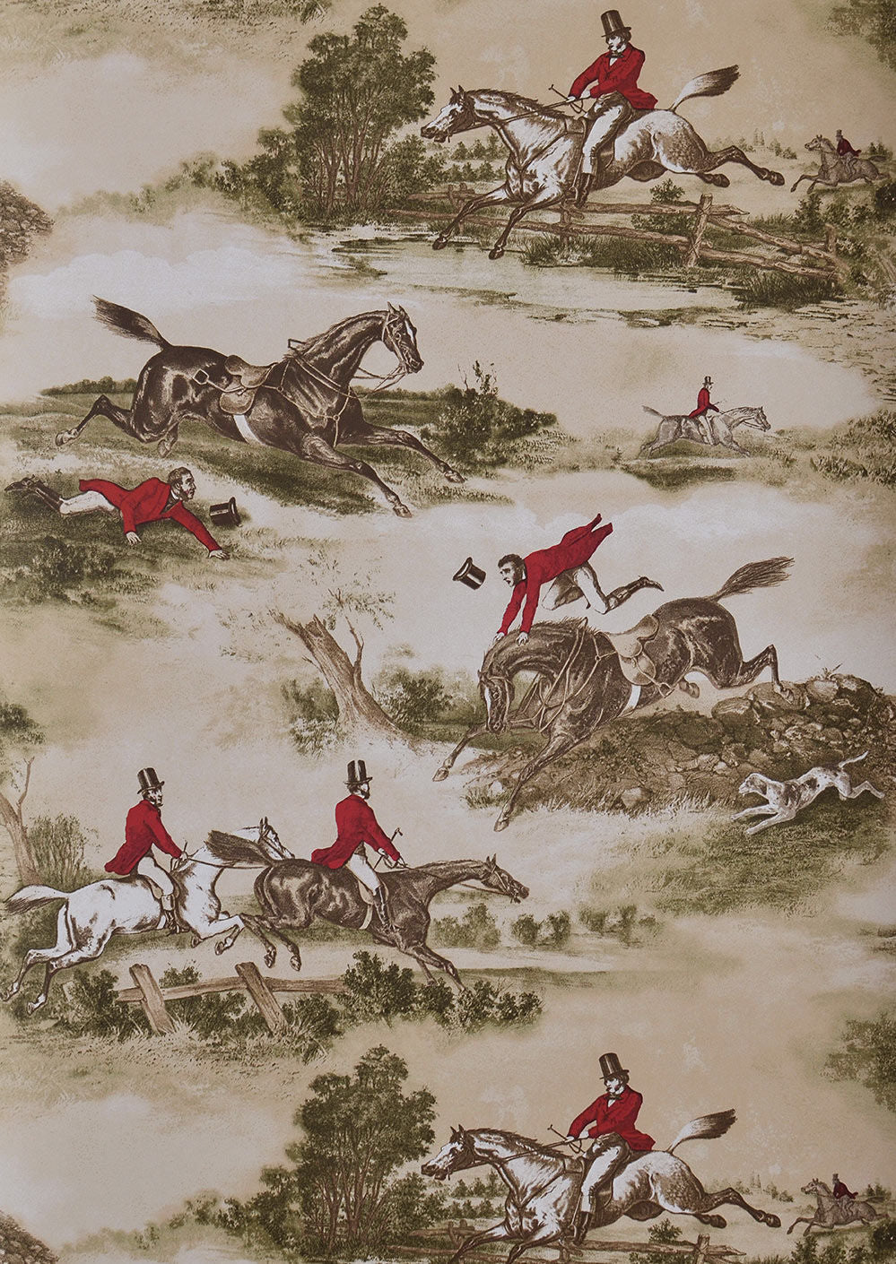 Hunting Scenes Wallpaper - Brown