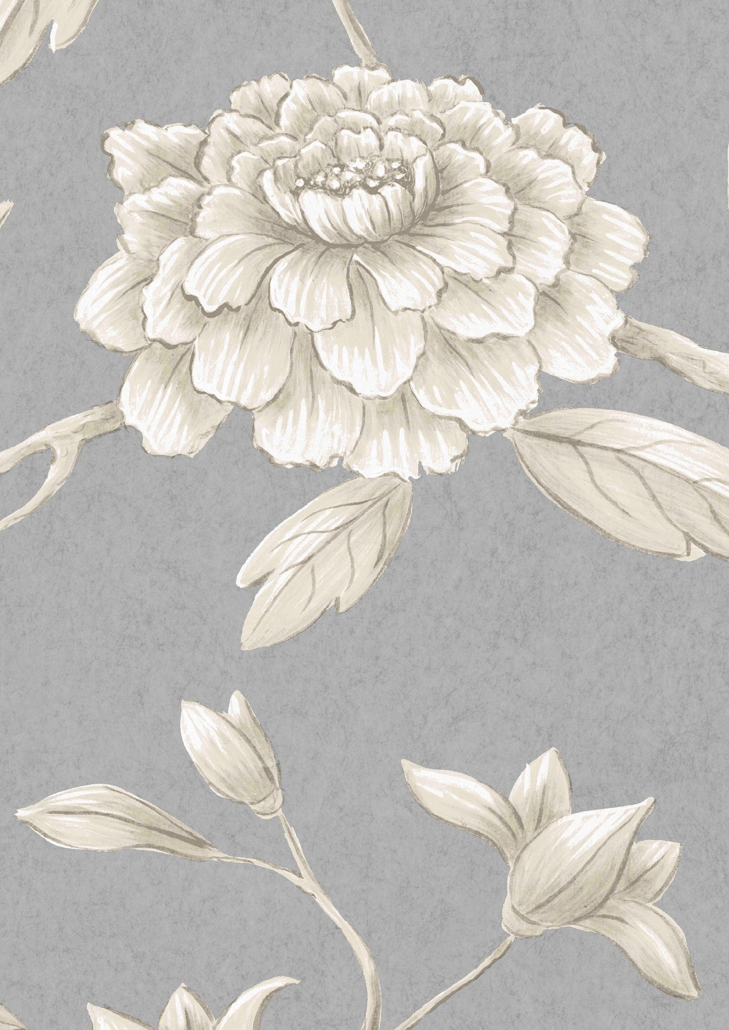 Jasper Peony Room Wallpaper - Silver