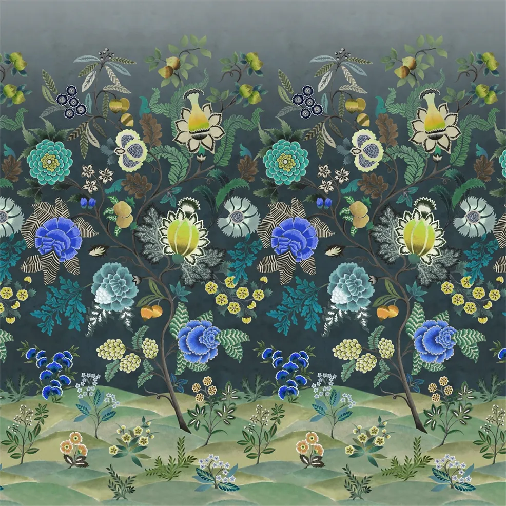 Brocart Decoratif Indigo Wallpaper