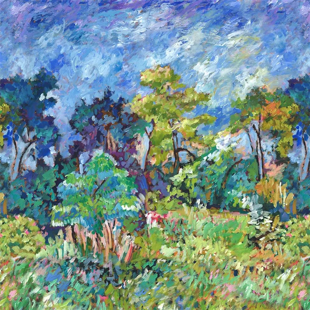 Foret Impressionniste Cobalt Wallpaper