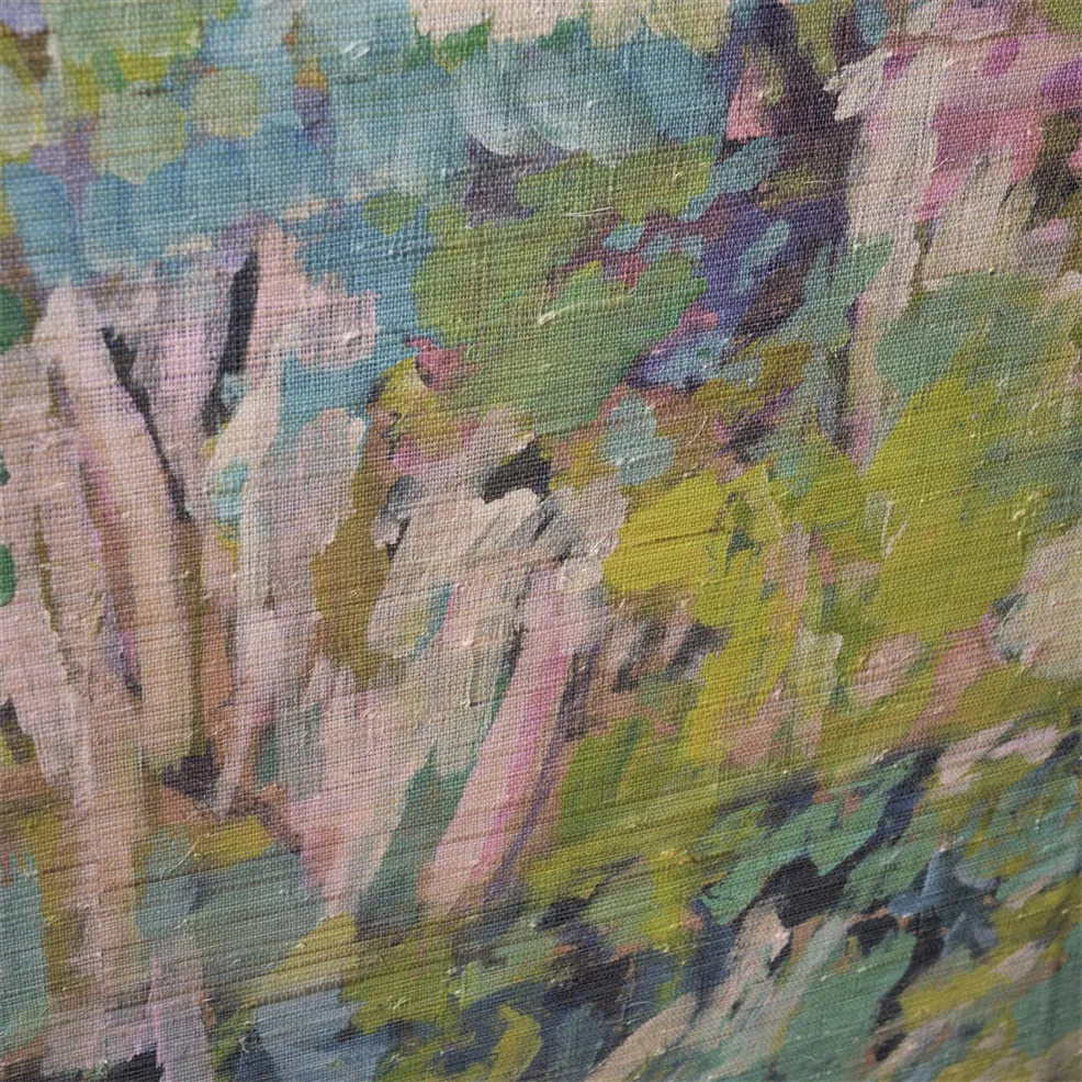 Foret Impressionniste Grasscloth Celadon Room Wallpaper