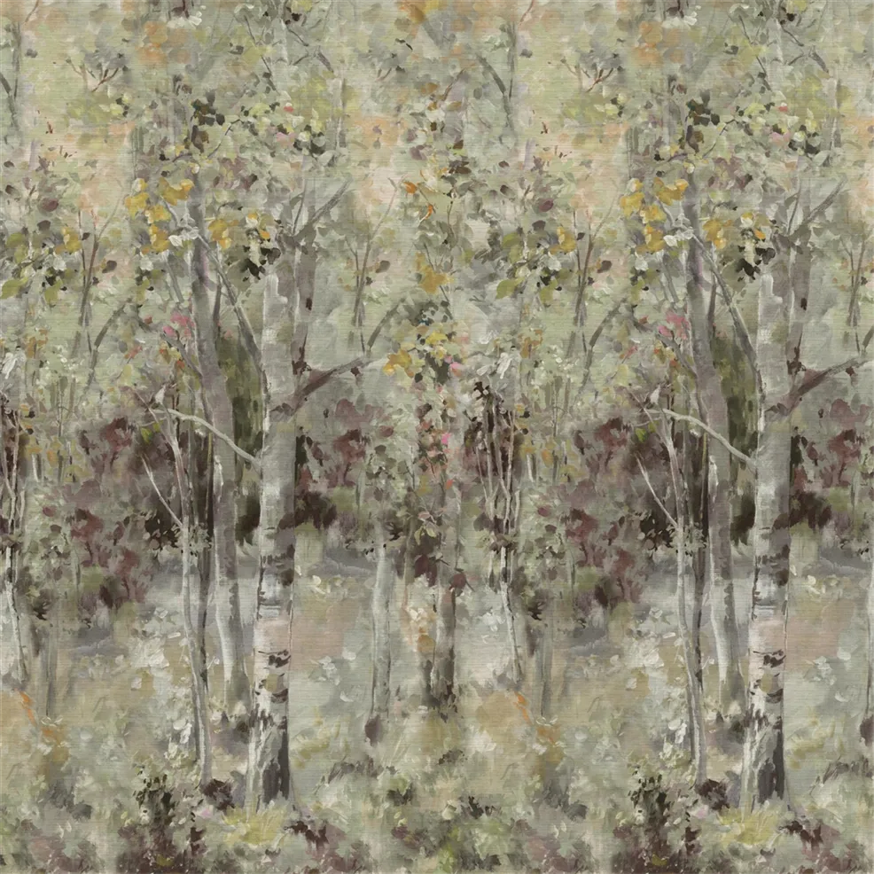 Bois De Bouleau Grasscloth Scene 2 Sepia Wallpaper