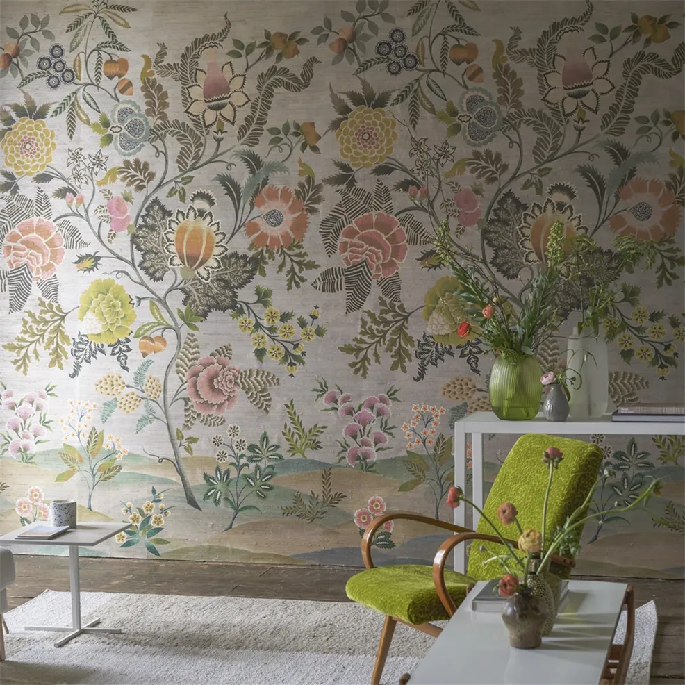 Brocart Decoratif Grasscloth Sepia Room Wallpaper