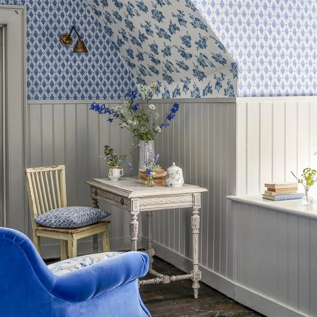 Amsee Geometric Room Wallpaper - Blue