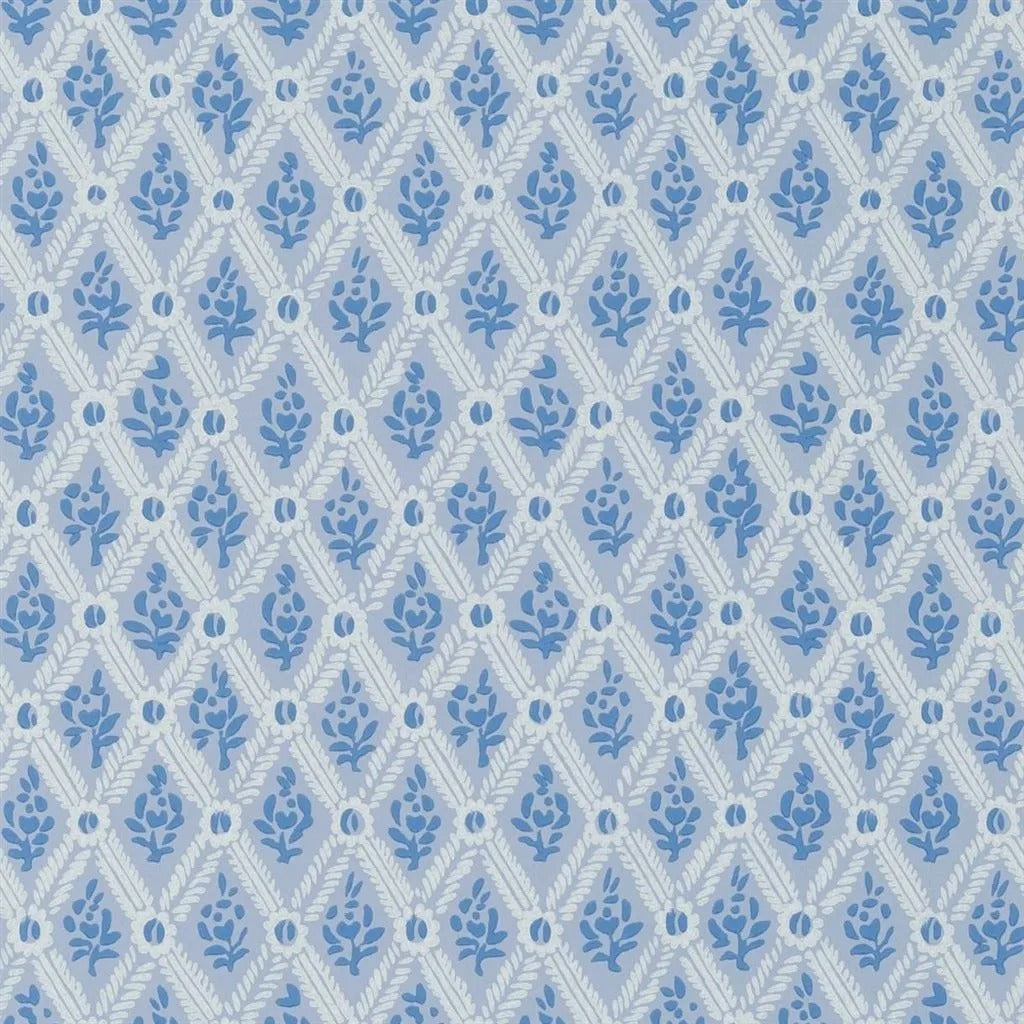 St John Street Trellis Wallpaper - Blue