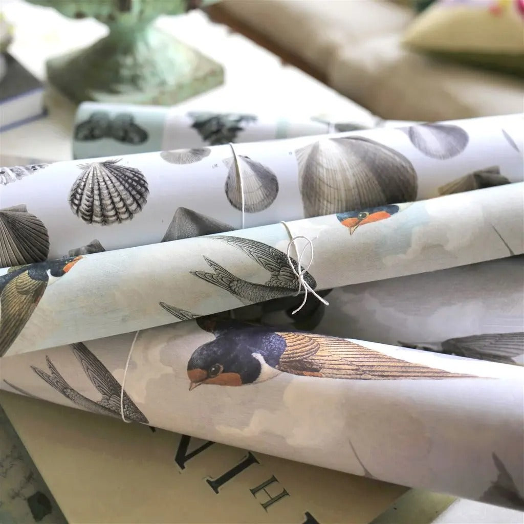 Chimney Swallows Room Wallpaper - Gray