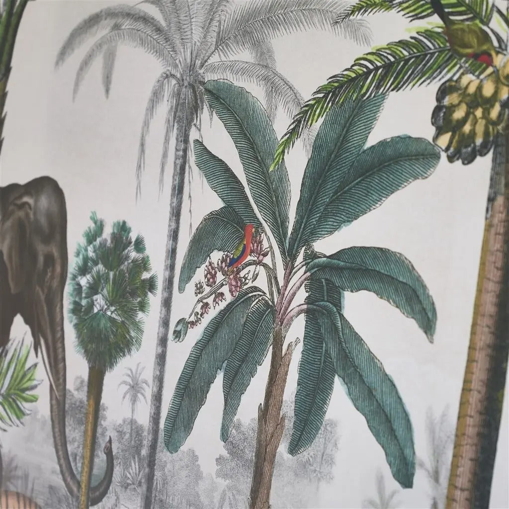 Palm Trail Scene 1 Sepia Room Wallpaper - Green