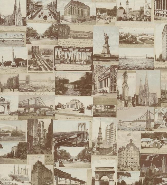 New York Postcard Wallpaper - Sand