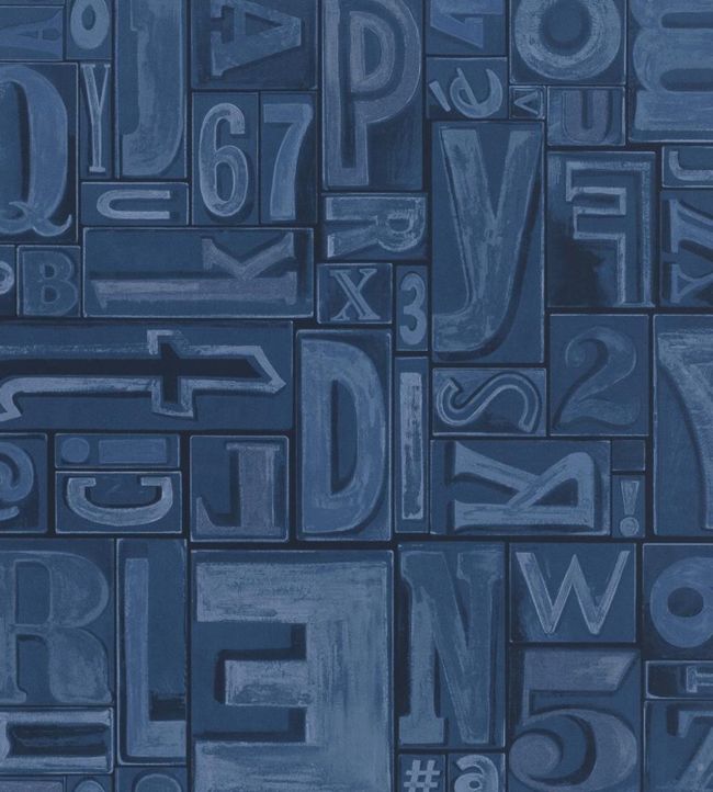 Copeley Letterpress Wallpaper - Blue
