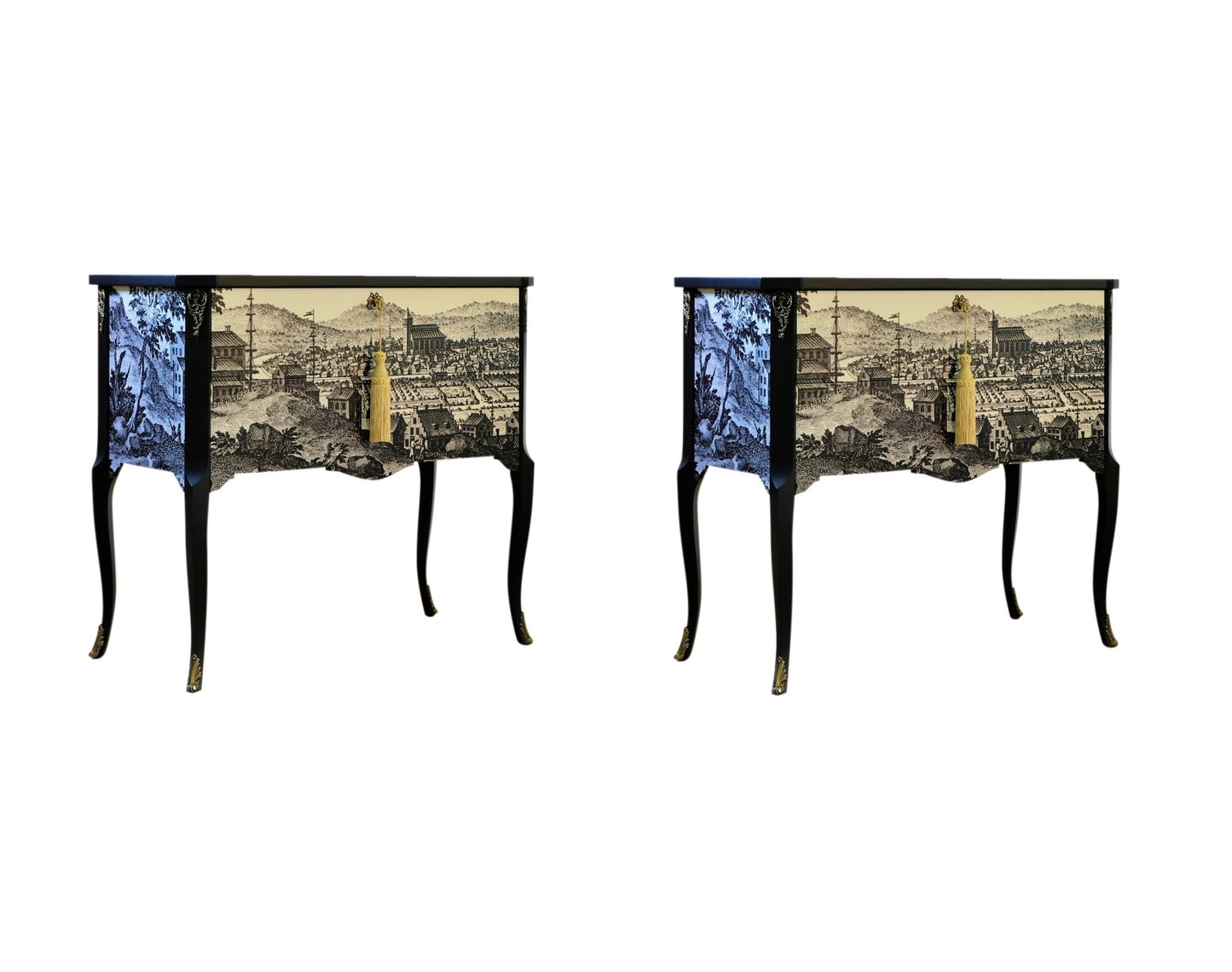 Gustavian Commode With 17th Century Print (A Pair)