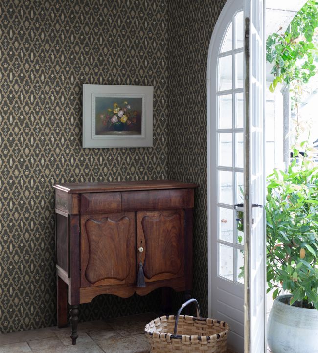 Turtledove Barn Room Wallpaper - Black