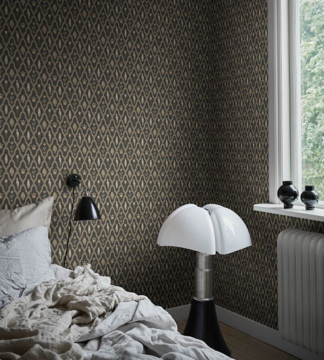 Turtledove Barn Room Wallpaper - Black