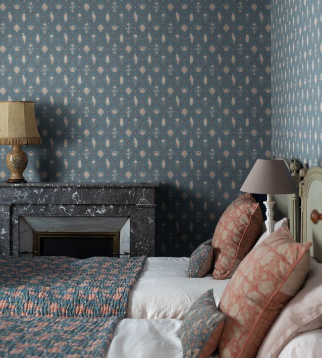 Turtledove Barn Room Wallpaper - Blue