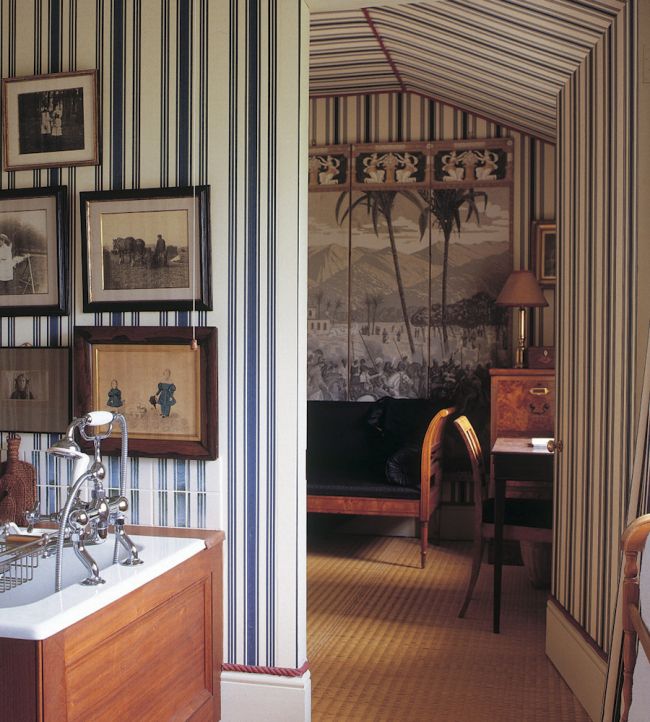 Broad Stripe Room Wallpaper - Blue